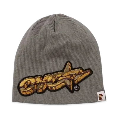 A BATHING APE X OVO KNIT CAP "Grey"