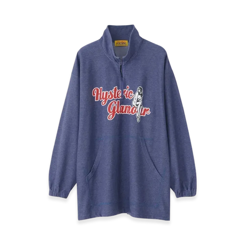 HYSTERIC GLAMOUR Varsity Script Oversized Pullover "Navy"