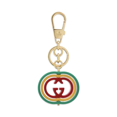 GUCCI Interlocking G Flexiglas Keychain "Blue/Pink/Red"