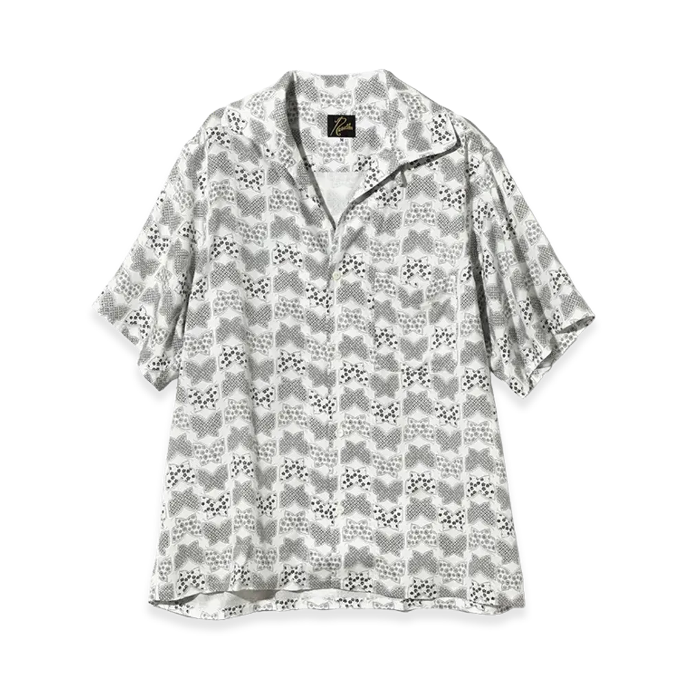 NEEDLES Short Sleeve Italian Collar Shirt - Papillon Print "White"