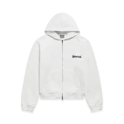 BALENCIAGA Women's Salon De Couture Zip-Up Hoodie Regular Fit "White"