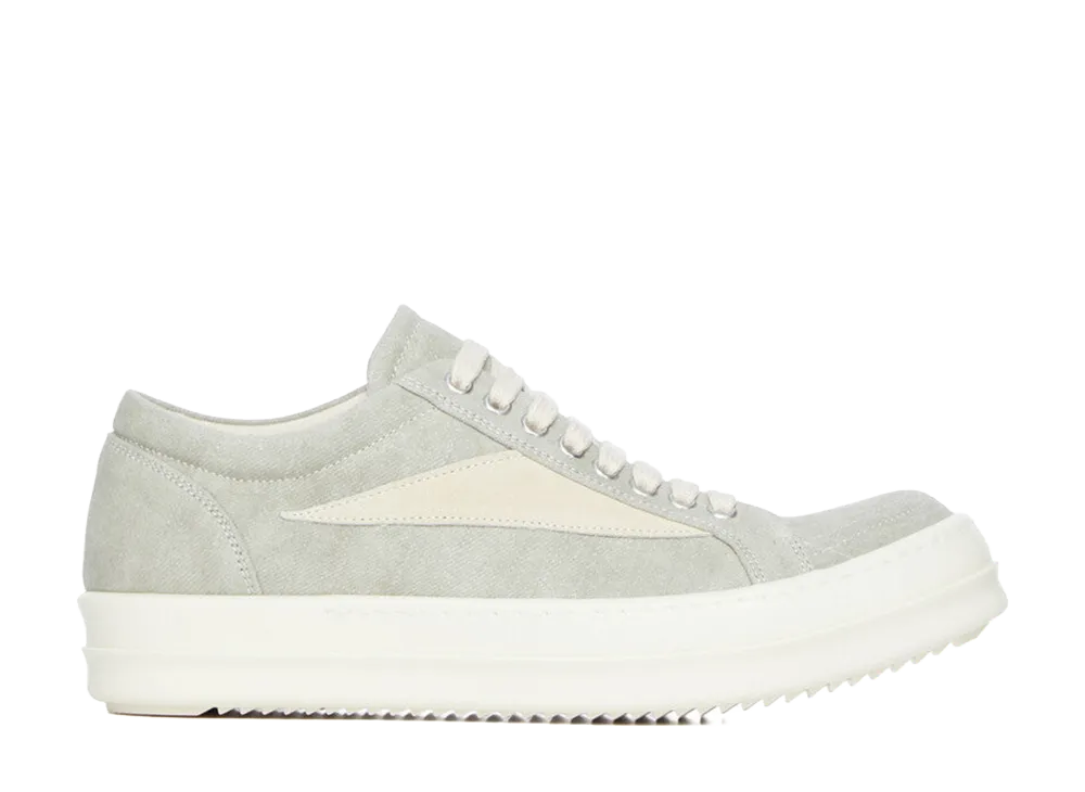 Rick Owens Women's DRKSHDW SS26 Vintage Sneaks 13oz Sand Wash Denim And Suede Leather "Sand/Milk"