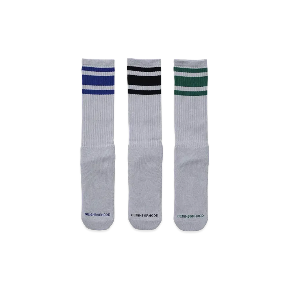 NEIGHBORHOOD Classic 3Pac Socks "Gray"