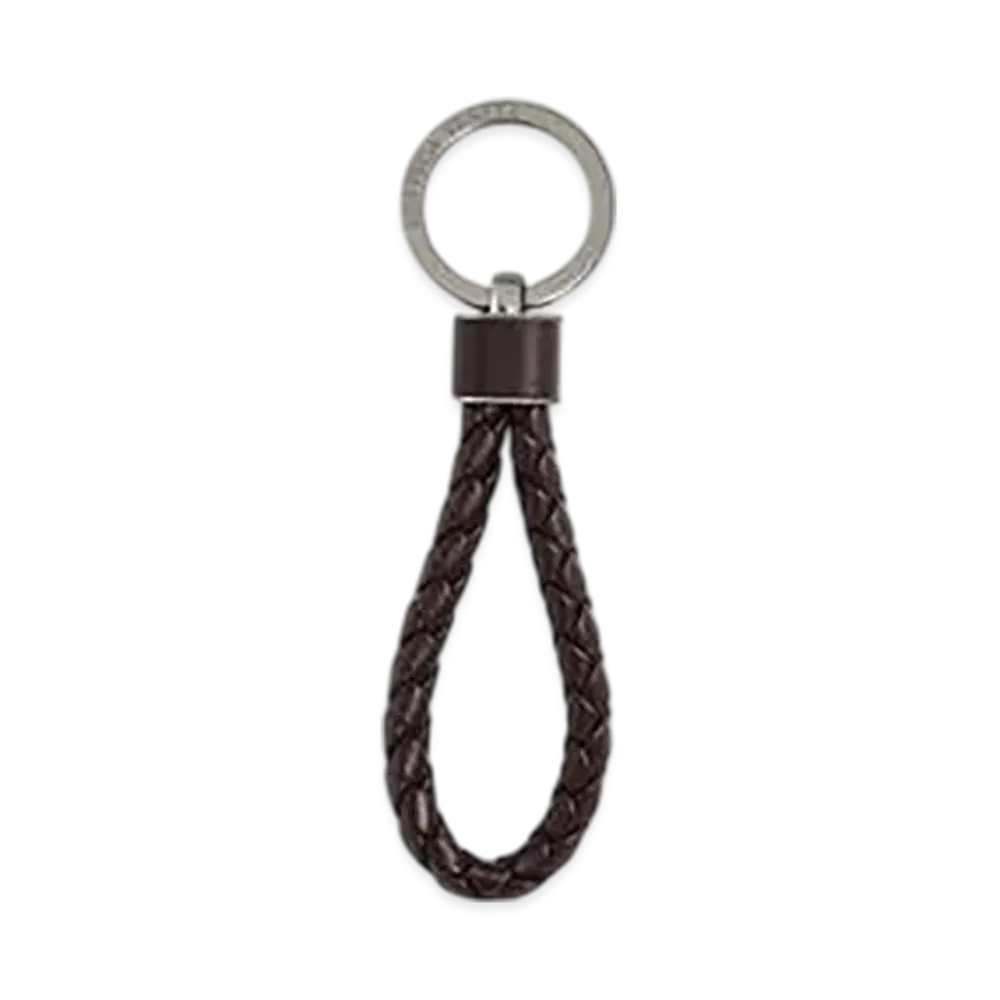 Bottega Veneta Intreccio Key Ring "Fondente"