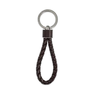 Bottega Veneta Intreccio Key Ring "Fondente"