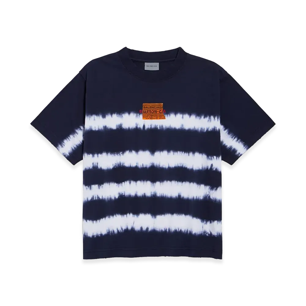 BALENCIAGA T-Shirt Taped And Dyed Vestibilita Media In Jersey Dry "Blue"