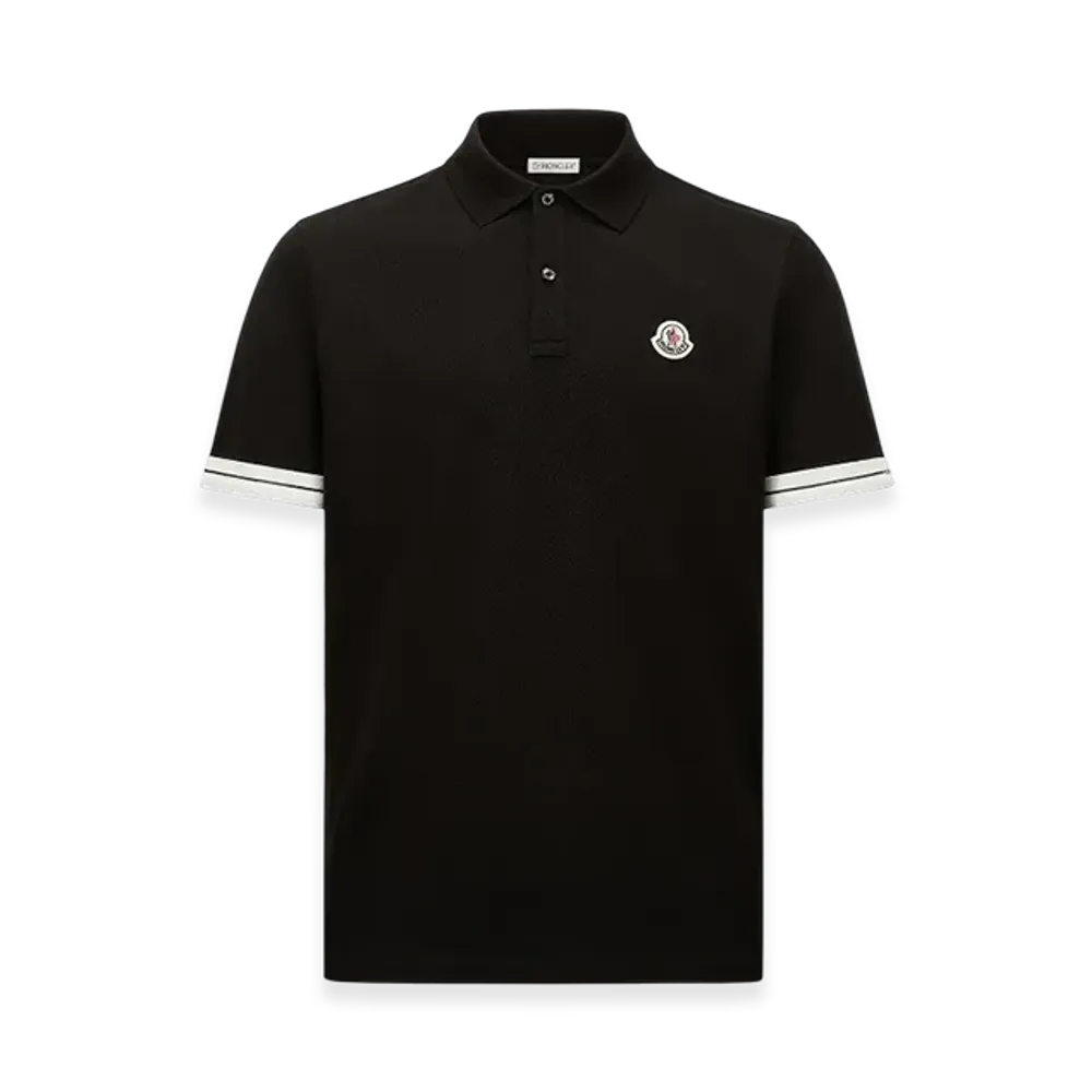 MONCLER Logo Cotton Piquet Polo Shirt "Black"
