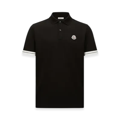 MONCLER Logo Cotton Piquet Polo Shirt "Black"