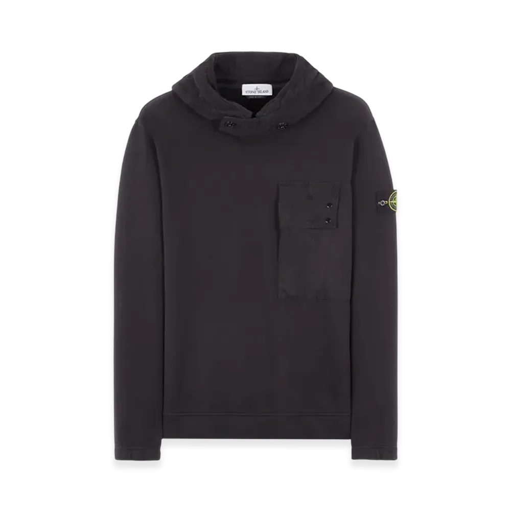 Stone Island 64820 Brushed Cotton Fleece Garment Dyed Sweatshirt - 22FW "Black"