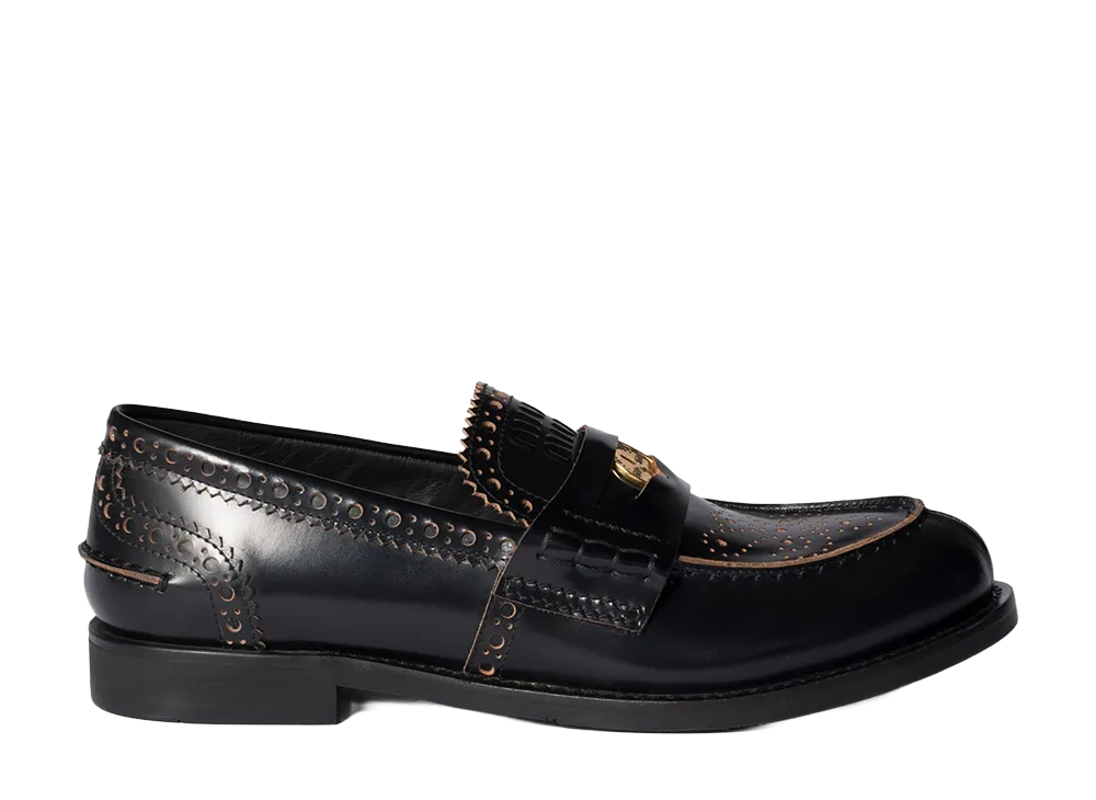 MIU MIU Women's Leather Loafers "Black"