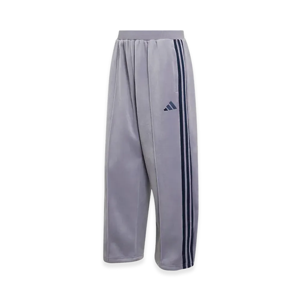 adidas Stadium Loose Fit Velour Full Length Open Hem Track Pants "Slate"