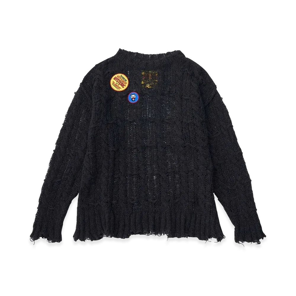 HYSTERIC GLAMOUR Women's Dizzy & Milky Patch Crash Sweater "Black"