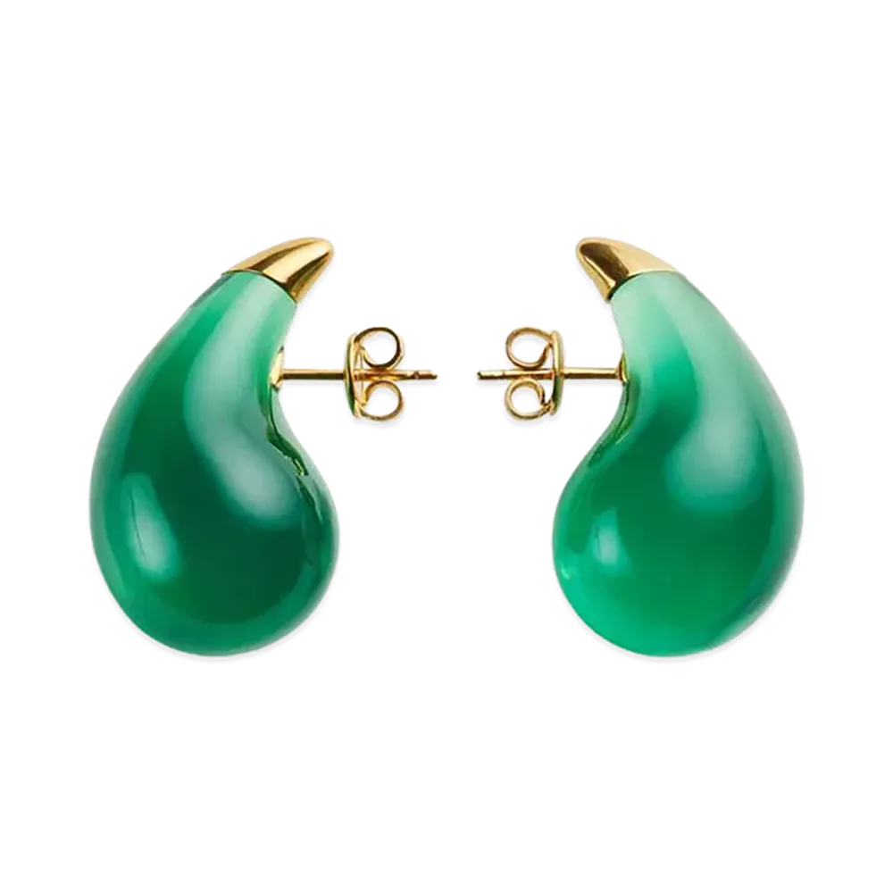Bottega Veneta Small Drop Earrings "Emerald Green"