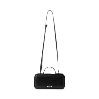 MSGM Small Black Shiny Leather Baguette Bag "Black"