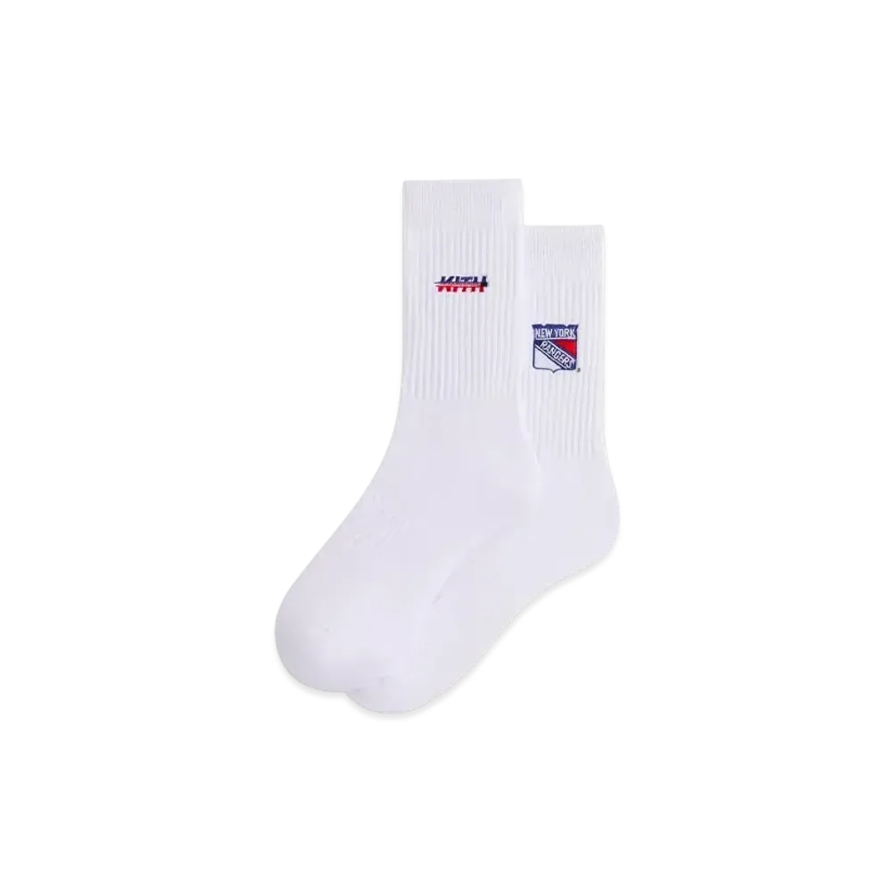 Kith x The New York Rangers Puck Logo Crew Socks "White"