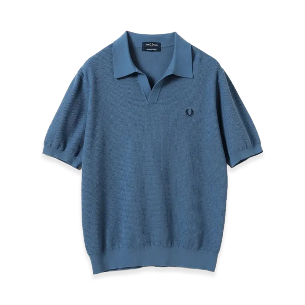 BEAMS x FRED PERRY Exclusive Skipper Knit Polo Shirt "Ace Blue"
