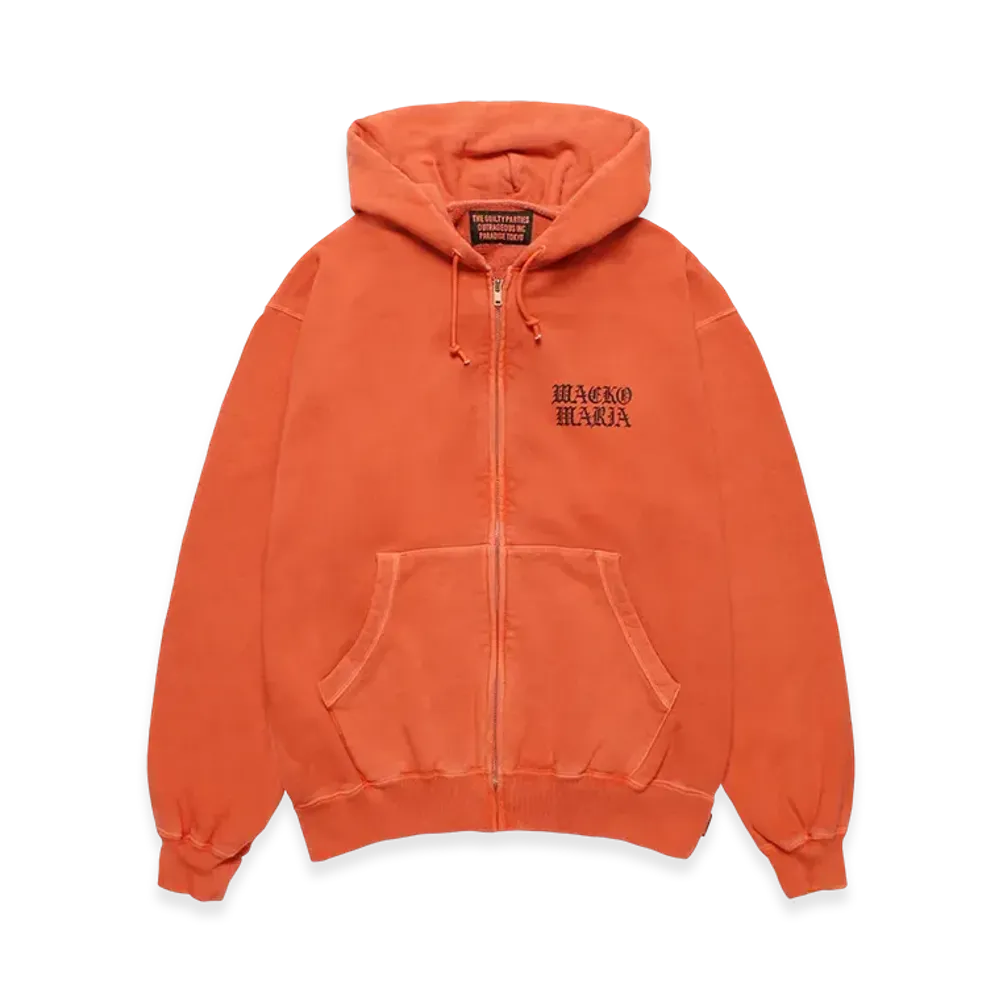 WACKO MARIA Death Row Records / Garment Dyed Zip Hooded Sweat Shirt "Orange"