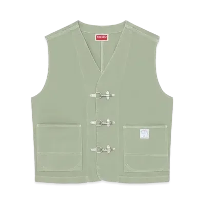 KENZO 'ELEPHANT FLAG' Workwear Waist Coat "Almond Green"