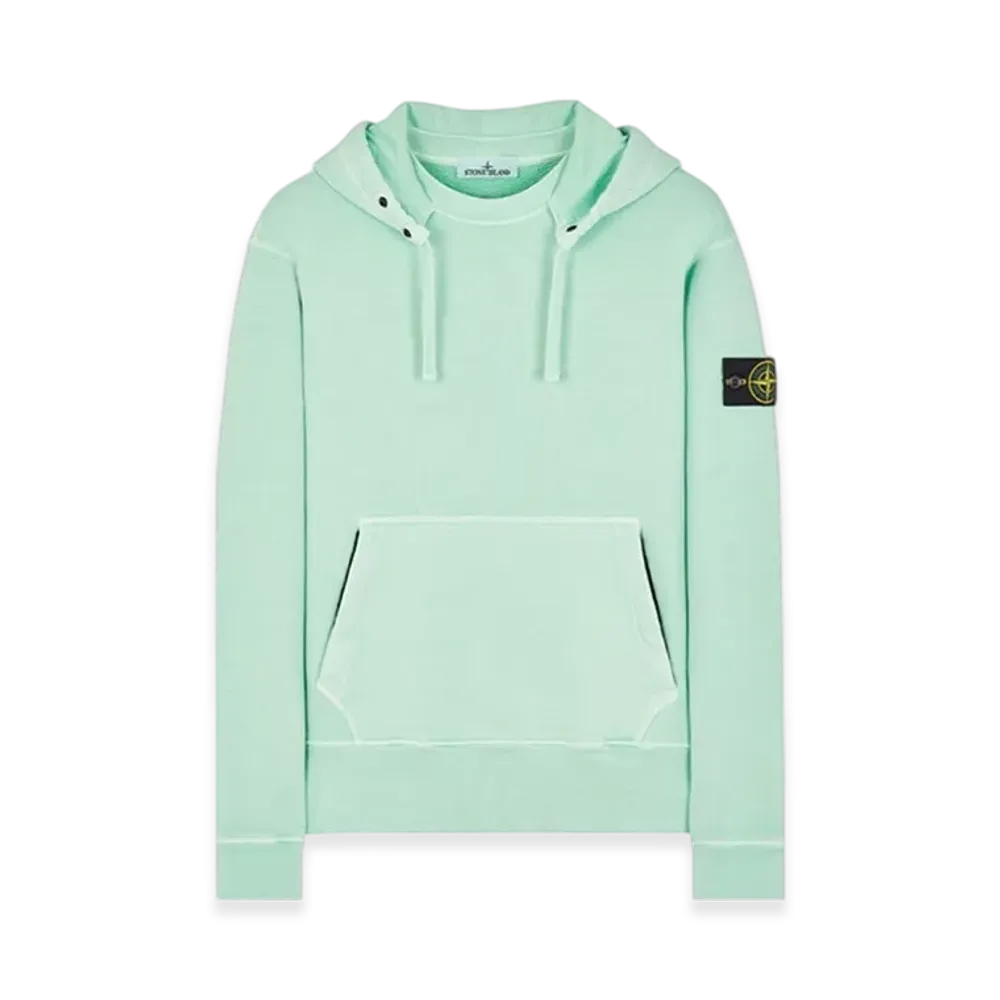 Stone Island 66455 Heavy Textured Fleece Garment Dyed Hooded Sweatshirt - 23FW "Light Green"