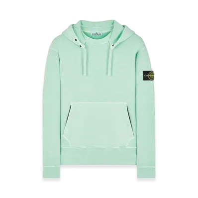 Stone Island 66455 Heavy Textured Fleece Garment Dyed Hooded Sweatshirt - 23FW "Light Green"