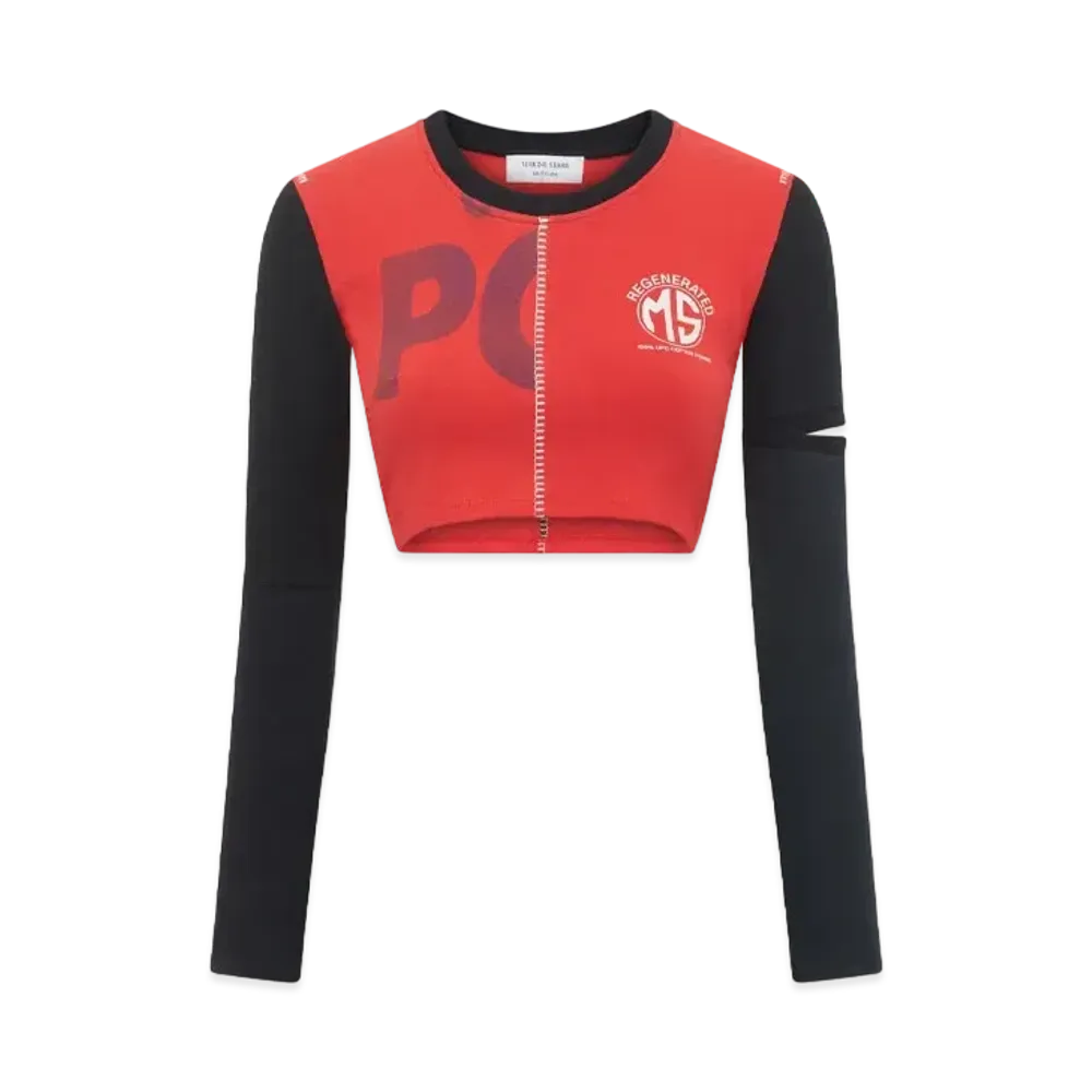 Marine Serre Regenerated Graphic Cropped T-Shirt "Red #4"