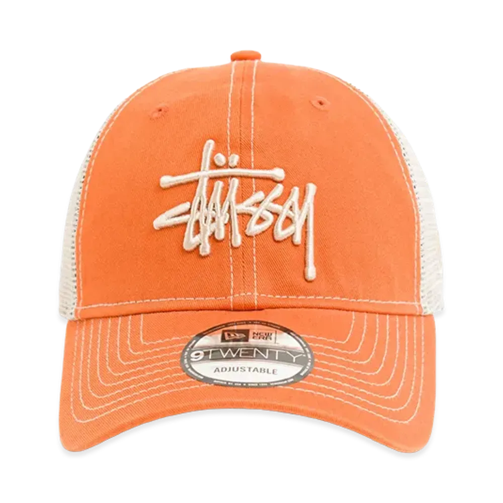Stussy New Era 9Twenty Washed Basic Trucker "Tangerine"