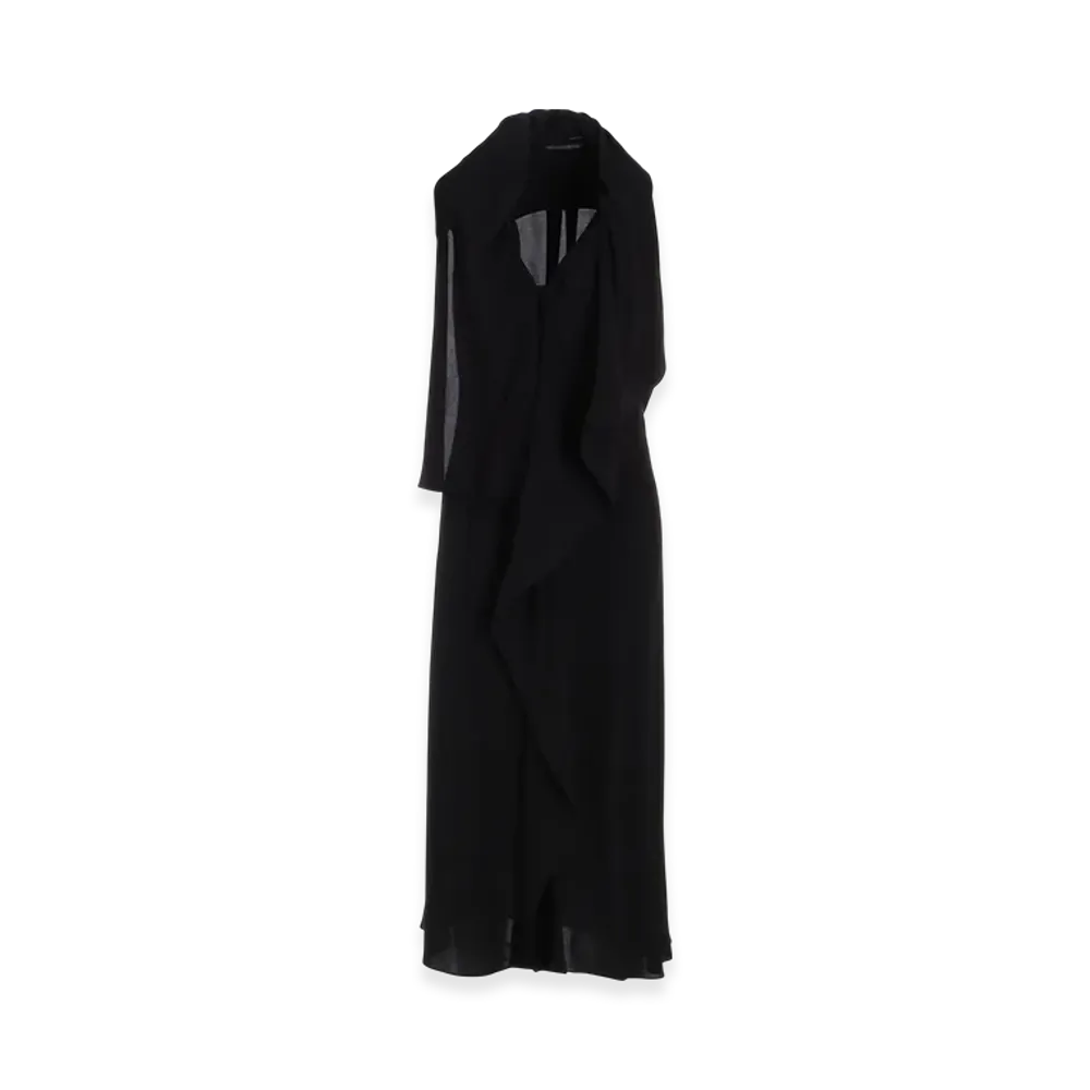 Yohji Yamamoto Ry Lawn Long Draped Sleeveless D "Black"