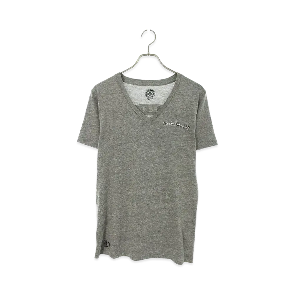 Chrome Hearts Scroll Label Print V Neck T-Shirt "Gray"