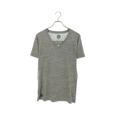 Chrome Hearts Scroll Label Print V Neck T-Shirt "Gray"