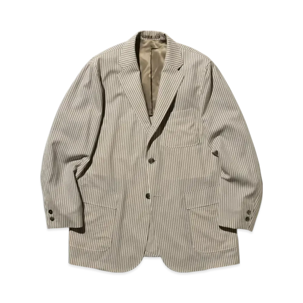 BEAMS 3B Box fit Wool Stripe "Brown"