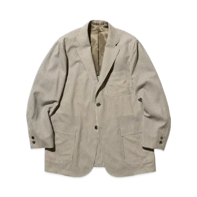 BEAMS 3B Box fit Wool Stripe "Brown"