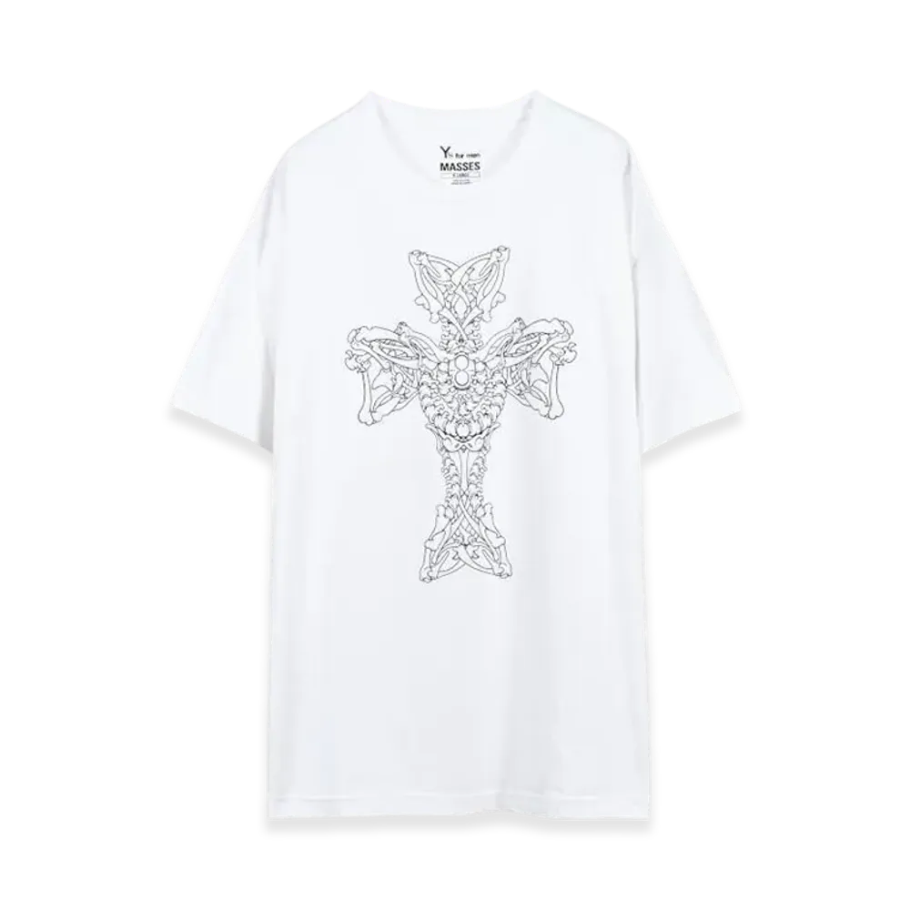 MASSES x Y's for men Round Neck Short Sleeve T E "White"