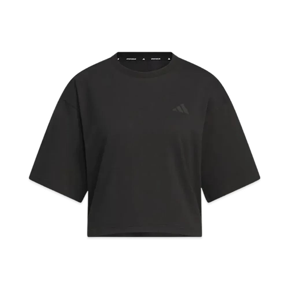 adidas Layered Loose Fit Short Sleeve Cotton T-shirt "Black/White"