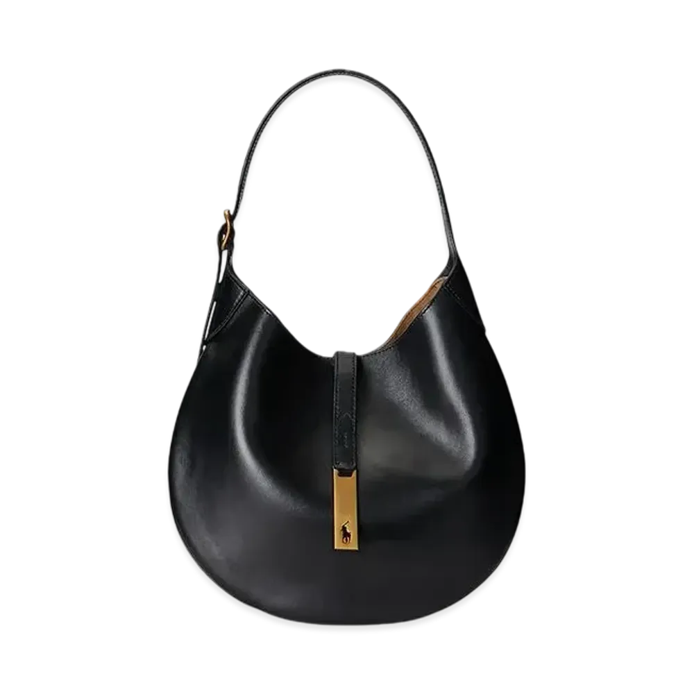 Polo Ralph Lauren Polo ID Medium Leather Shoulder Bag "Black"