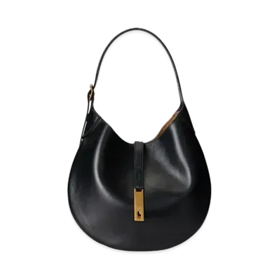 Polo Ralph Lauren Polo ID Medium Leather Shoulder Bag "Black"