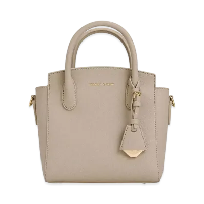 CHARLES & KEITH Double Handle Trapeze Tote Bag "Taupe"