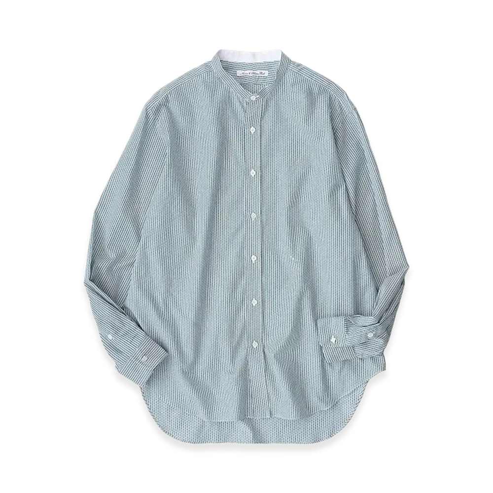NICENESS Guarino N.N.P. Dobby - Weave Band Collar Dress Shirt "Green"