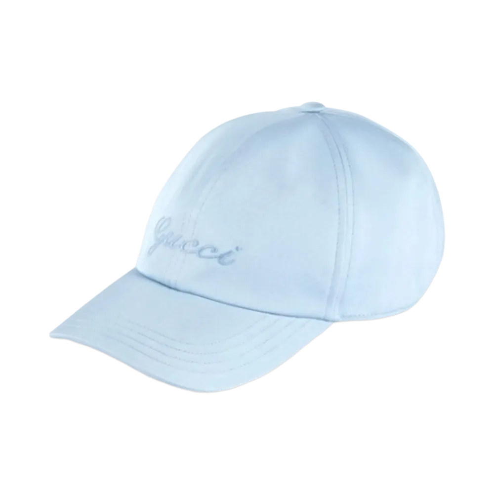 GUCCI Cotton Baseball Hat With Embroidery "Light Blue"