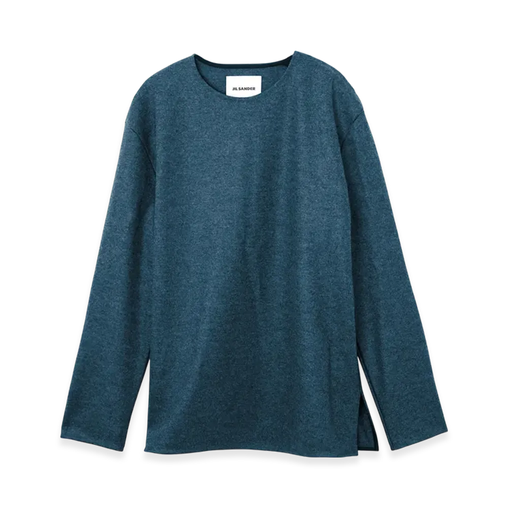 Jil Sander Crew Neck Cut And Sew "Ocean"