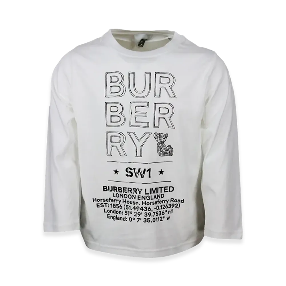 Burberry Kids Long Sleeve T-Shirts "White"