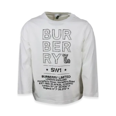 Burberry Kids Long Sleeve T-Shirts "White"