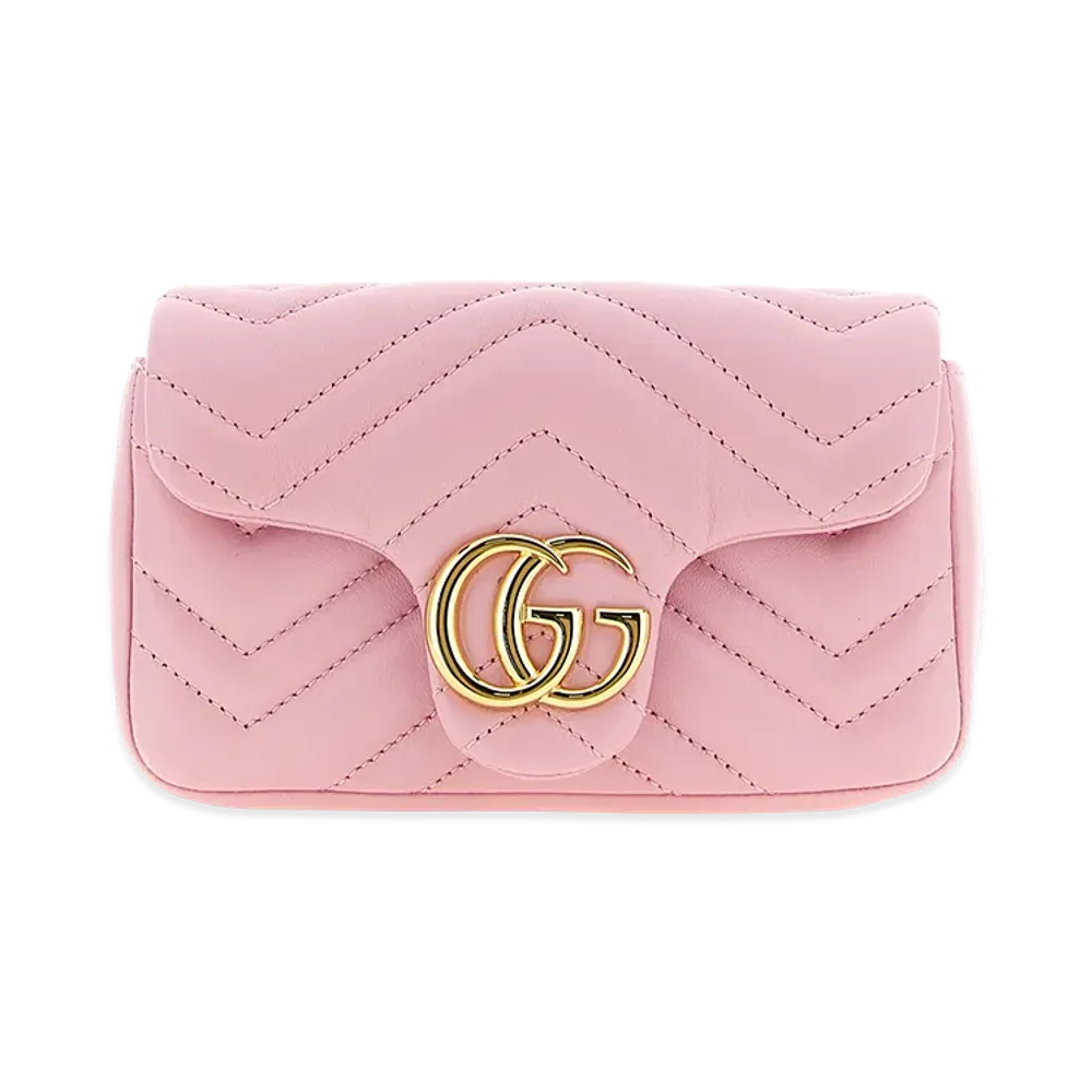 GUCCI Women's GG Marmont Chevron Crossbody Bag "Pink"