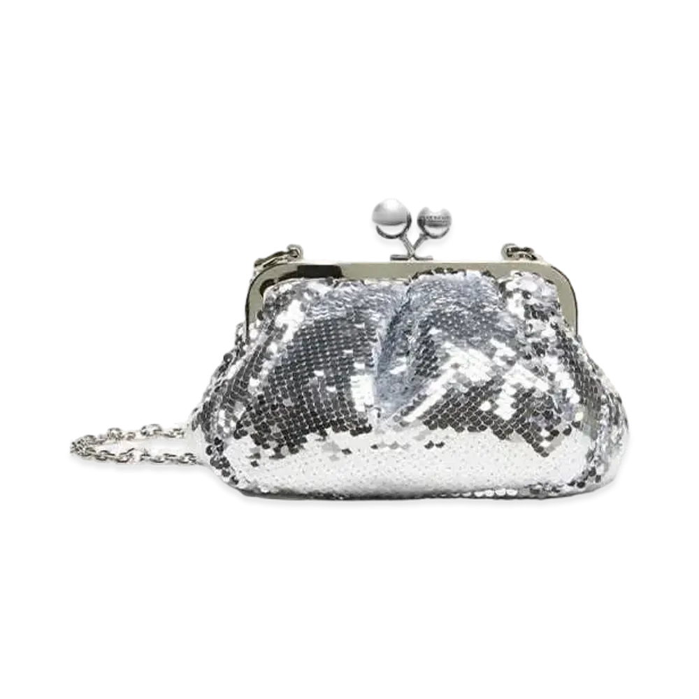 Max Mara Egadi Small Sequined Pasticino Bag "Silver"
