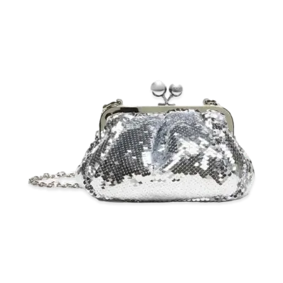 Max Mara Egadi Small Sequined Pasticino Bag "Silver"
