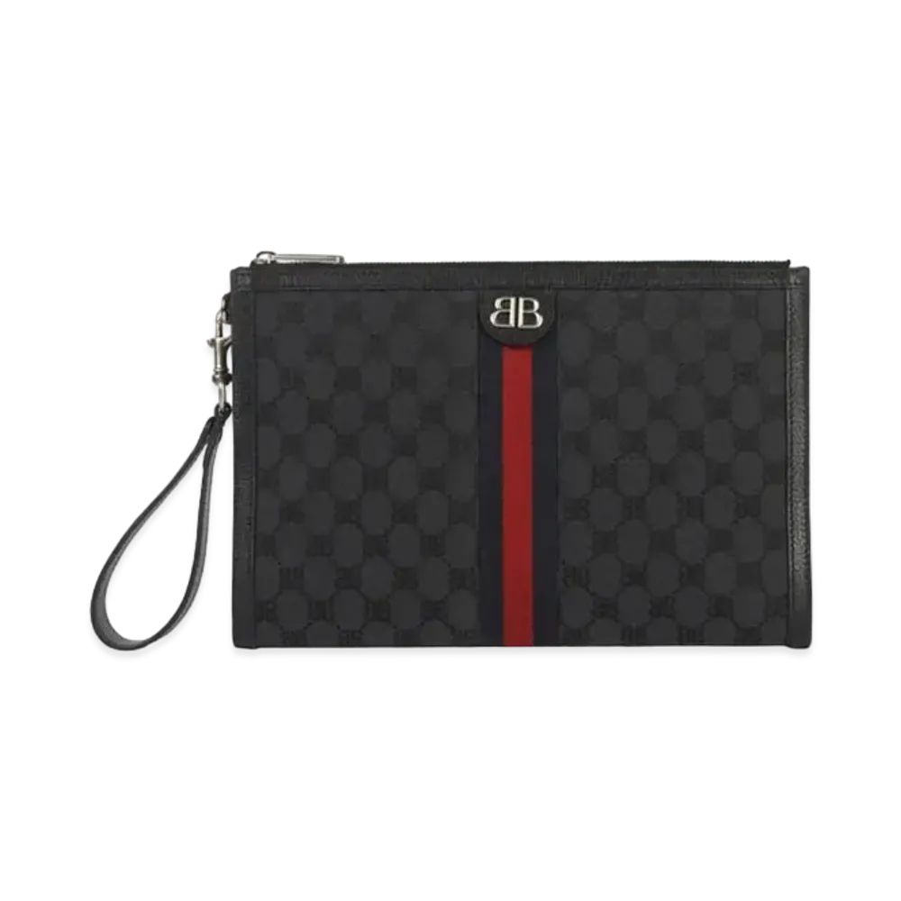 GUCCI x BALENCIAGA The Hacker Pouch Canvas Jacquard "Black"