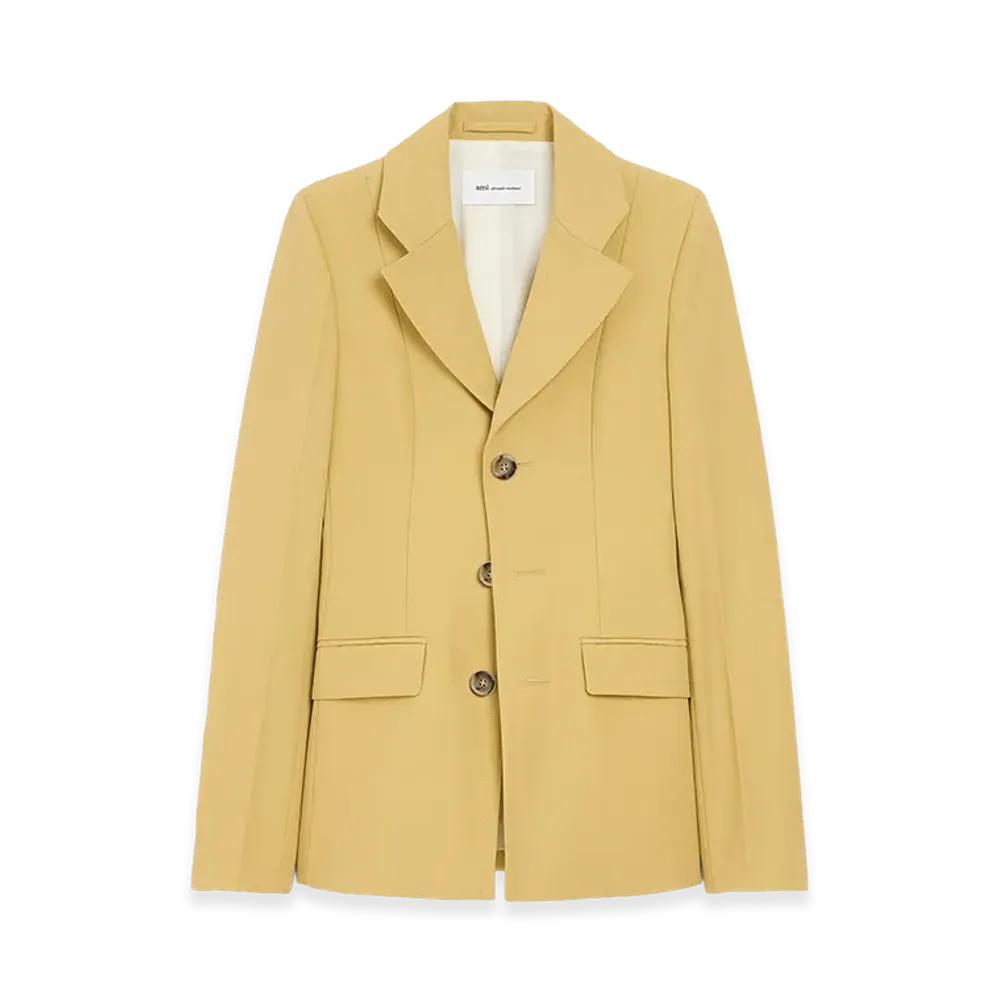 AMI PARIS New Wool Single Breasted Fitted Jacket "Yellow"