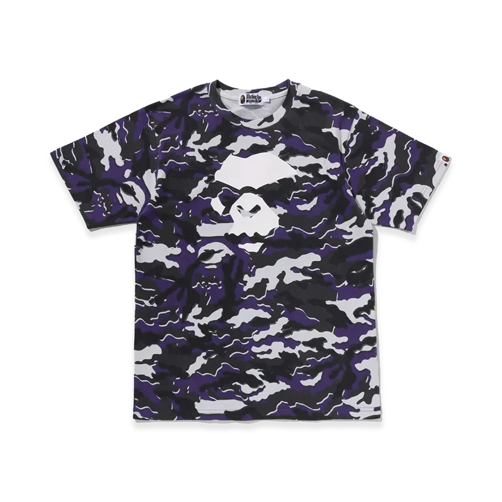 A BATHING APE Glitch Woodland Camo Ape Face Tee "Purple"