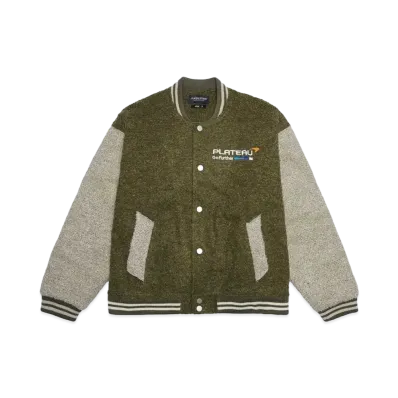 PLATEAU STUDIO fluffy stadium jacket "BEIGE / OLIVE"