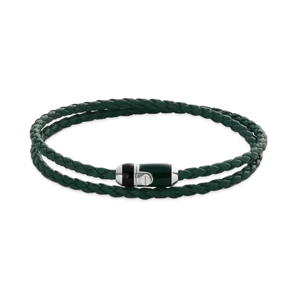 Bottega Veneta Leather Bracelet "Black/Emerald Green"