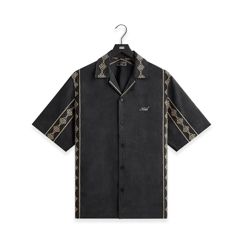 Kith Cupro Linen Thompson Camp Collar Shirt "Black"